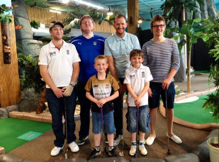 Ian Chuck, Mat Danks, Rob Hewlitt, winner Nathan Martin and the tag team champions of the world line up.